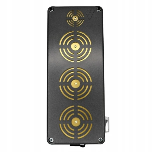 Frontansicht des Abwehrgeräts mit vier piezoelektrischen Lautsprechern
